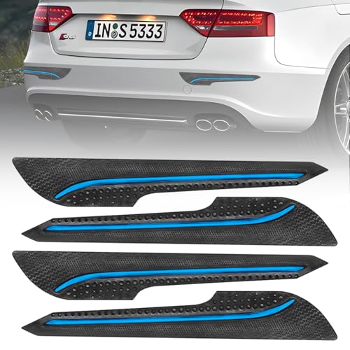 Image of FABTEC Car Bumper Scratch Guard Bumper Protector /Bumper Guard with Single Chrome Strip Compatible with All Cars (Black, Set of 4)