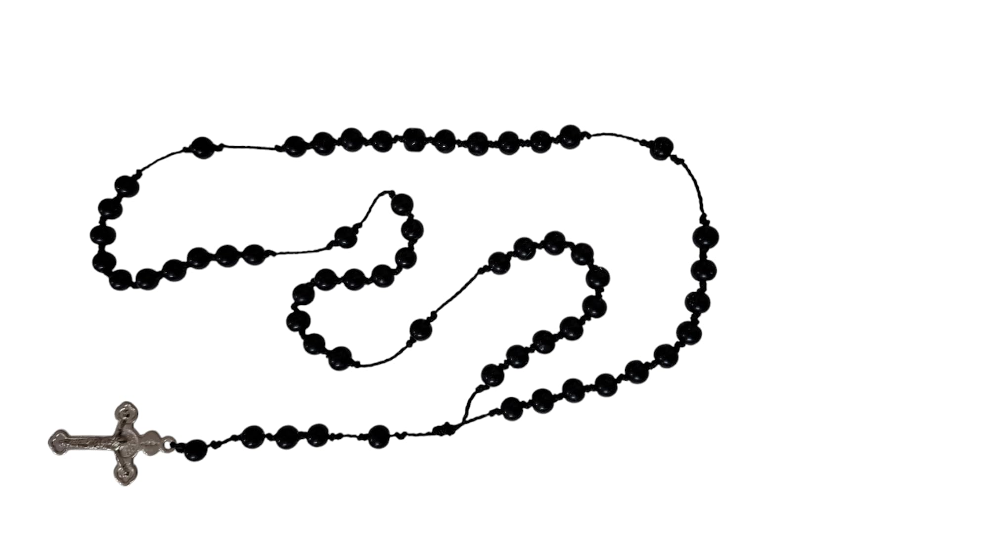 Boys Catholic Praying Rosary With Black Beads With Crucifix 6Mm Beads In Strong Black Thread.-image-26