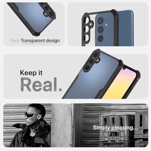 Image of Pikkme Samsung Galaxy A15 5G Back Cover | Crystal Clear Transparent Back | Ultra Hyrbid | Full Camera Protection | Raised Edge | Bumper Back Case (Black)
