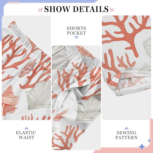 Boys' Pants Coral Seashell Orange Long Bottoms Jogger Pants Elastic Waist Trousers with Pockets S-XL4