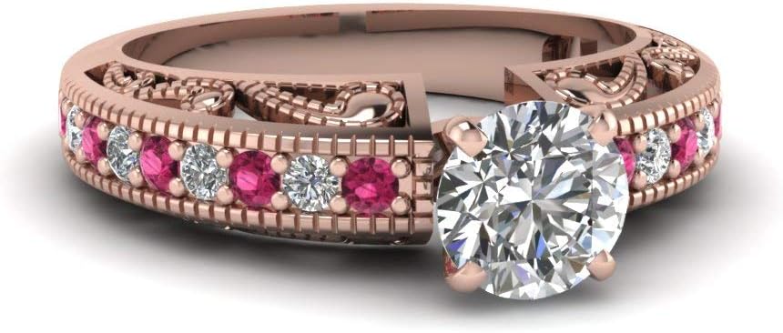 Choose Your Gemstone Paisley Intricate Engagement Ring Rose Gold Plated Round Shape Vintage Engagement Rings Matching Jewelry Wedding Jewelry Easy to Wear Gifts US Size 4 to 12
