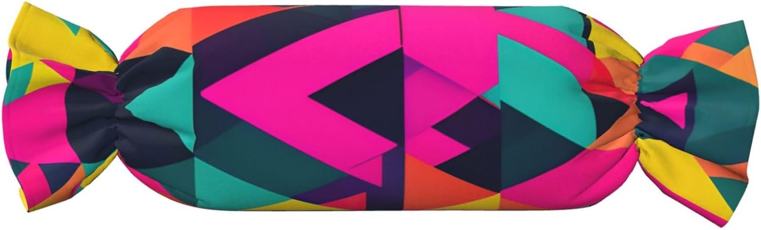 Colorful Triangle Print Candy Cylindrical Comfortable Pillow Throw Pillows Home Decor Easy Maintenance