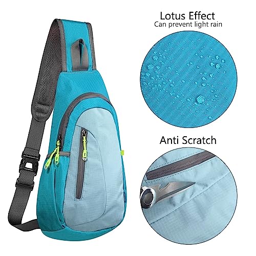 TITECOUGO Small Canvas Sling Bag Lightweight Crossbody Bag for Women Rucksack for Men Running Backpack Travel Chest Pack Shoulder Daypack for Gym Work Outdoor Hiking Sports Blue/Pale Blue - Image 4