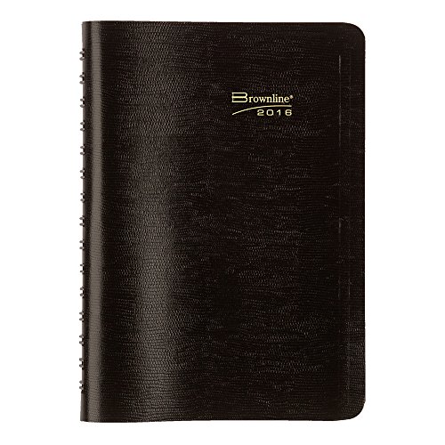 Brownline 2016 Daily Planner, Twin-Wire, Black, 8