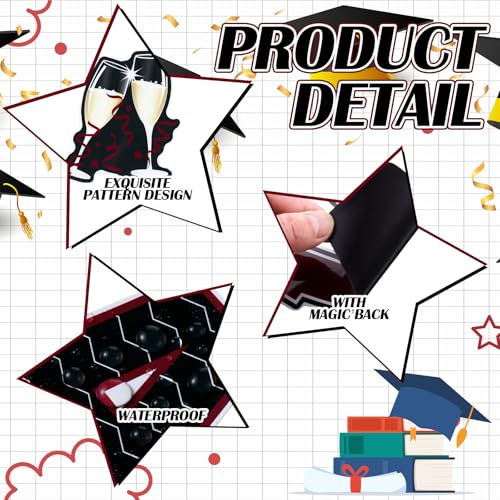 Image of Landhoow 30 Pcs Graduation Car Magnets 2026 Senior Graduation Car Decoration Bumper Sticker Congrats Grad Magnet Magnetic Refrigerator Decal for Grad Parade Party Supplies (Maroon /Burgundy, Black)