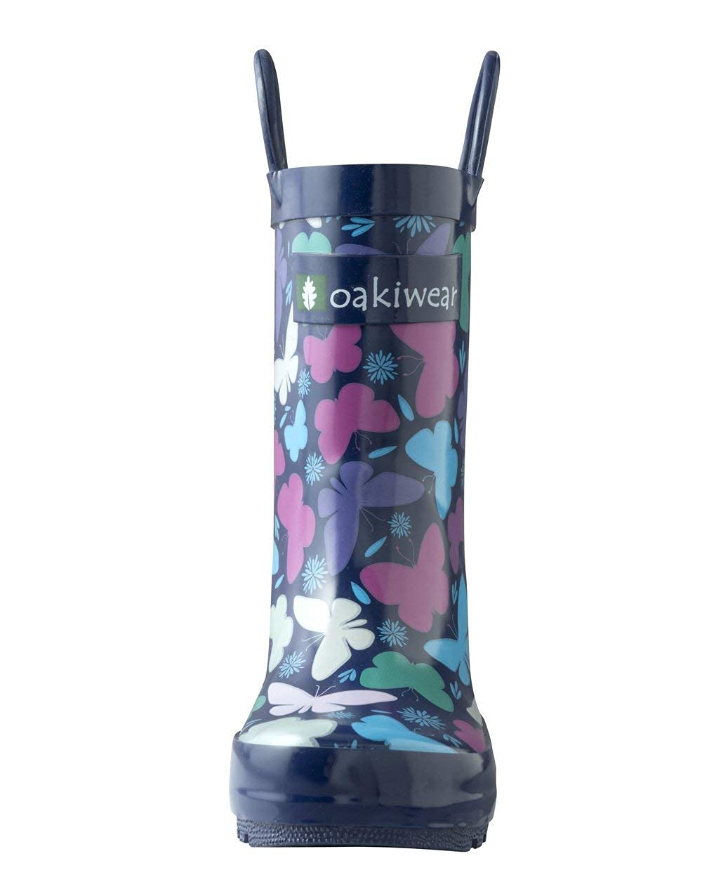 oakiwear Boys – Fácil Botas de Lluvia con Asas de Goma Azul Dinosaurios