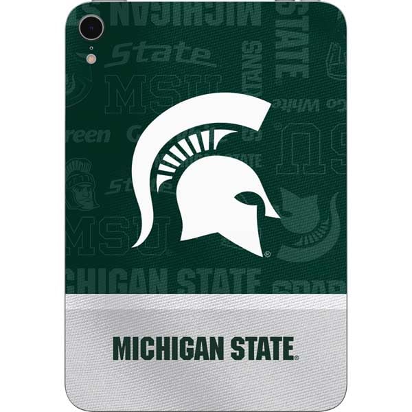 Skinit Decal Tablet Skin Compatible with iPad Mini 7 (2025) - Officially Licensed Michigan State University Jersey Split Design