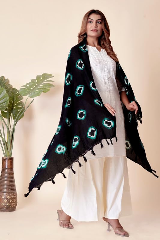 Image of Traditional Bandhani Dupatta for Women Soft Cotton Blend with Tie-Dye Print and Elegant Design for Ethnic