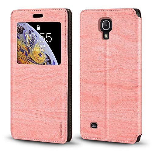 Shantime Viewable Window Leather Flip Case Compatible with Samsung Galaxy Mega 6.3 I9200, Elegant Design Clear Display Invisible Magnetic Cover and Card Slot(Pink)