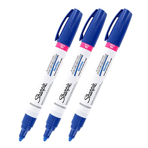 Sharpie Oil-Based Paint Marker, Medium Point, Blue Ink, Pack of 3