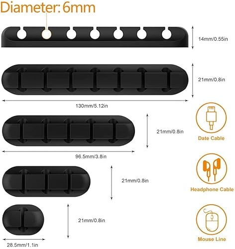 Miniatura 3 de Organizador de cables, 5 paquetes de clips autoadhesivos para cables USBcable de alimentacióncable, automóvil y escritorio, hogar y oficina