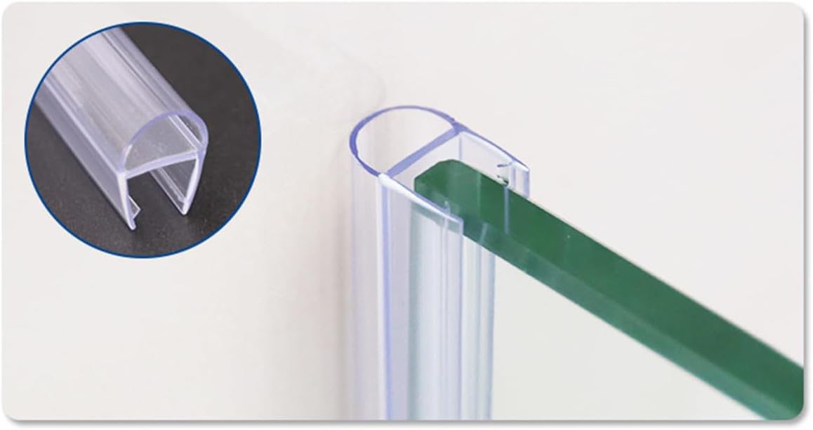 33 Inch Long U-Type Glass Door Seal Strip, Frameless Shower Door Sweep Glue-Free, Fit for 18mm (7/10") Glass Door, 13mm Gap