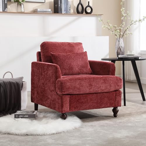 Ochangqi Mid Century Modern Linen Fabric Accent Chair for Living