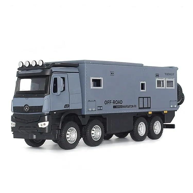 Image of Scale Exclusive Alloy Metal Pull Back | Die-cast Car Model with Sound Light Mini Auto Toy for Kids Metal Model Toy Car with Sound and Light (1.32 Scale Offroad MOTORHOMES-Blue)