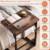 COSTWAY Stolik do łóżka, stół do pielęgnacji z regulacją wysokości, składany stolik pod laptopa w kształcie litery C z metalu i drewna, stolik pomocniczy, stolik szpitalny do szpitala i domu, 59,5 x