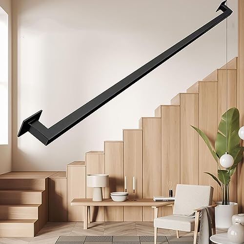Rampe extérieure fer et escalier intérieur : rambarde antidérapante noire 270cm