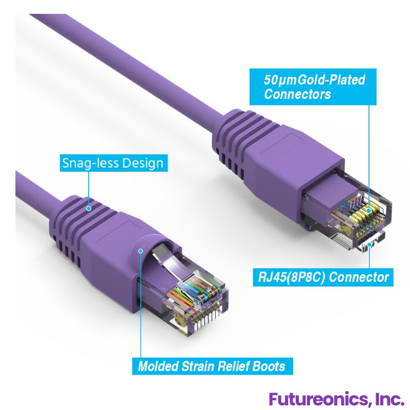 Cable Ethernet Cat 6 UTP 25 pies Pack 20 púrpura miniatura 3