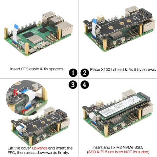 Image of Geekworm X1001 PCIe M.2 Key-M NVMe SSD PIP PCIe Peripheral Board for Raspberry Pi 5