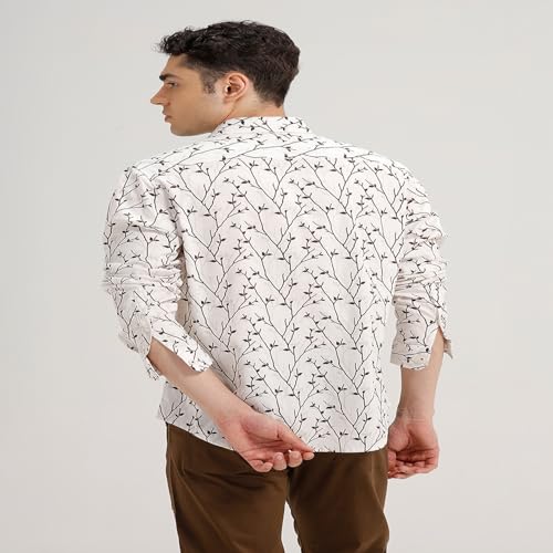 Image of BASICS Cotton-Linen Blended Men's Shirt | Slim Fit | Everyday Smart Casual Wear | Full Sleeve