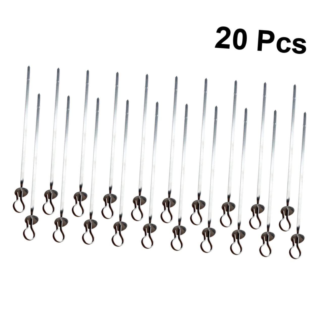 Milisten 20 piezas Brochetas Planas Inoxidable Reutilizables para Barbacoa Herramientas de Parrilla para Kebab y Carne Fáciles de Usar y Limpiar