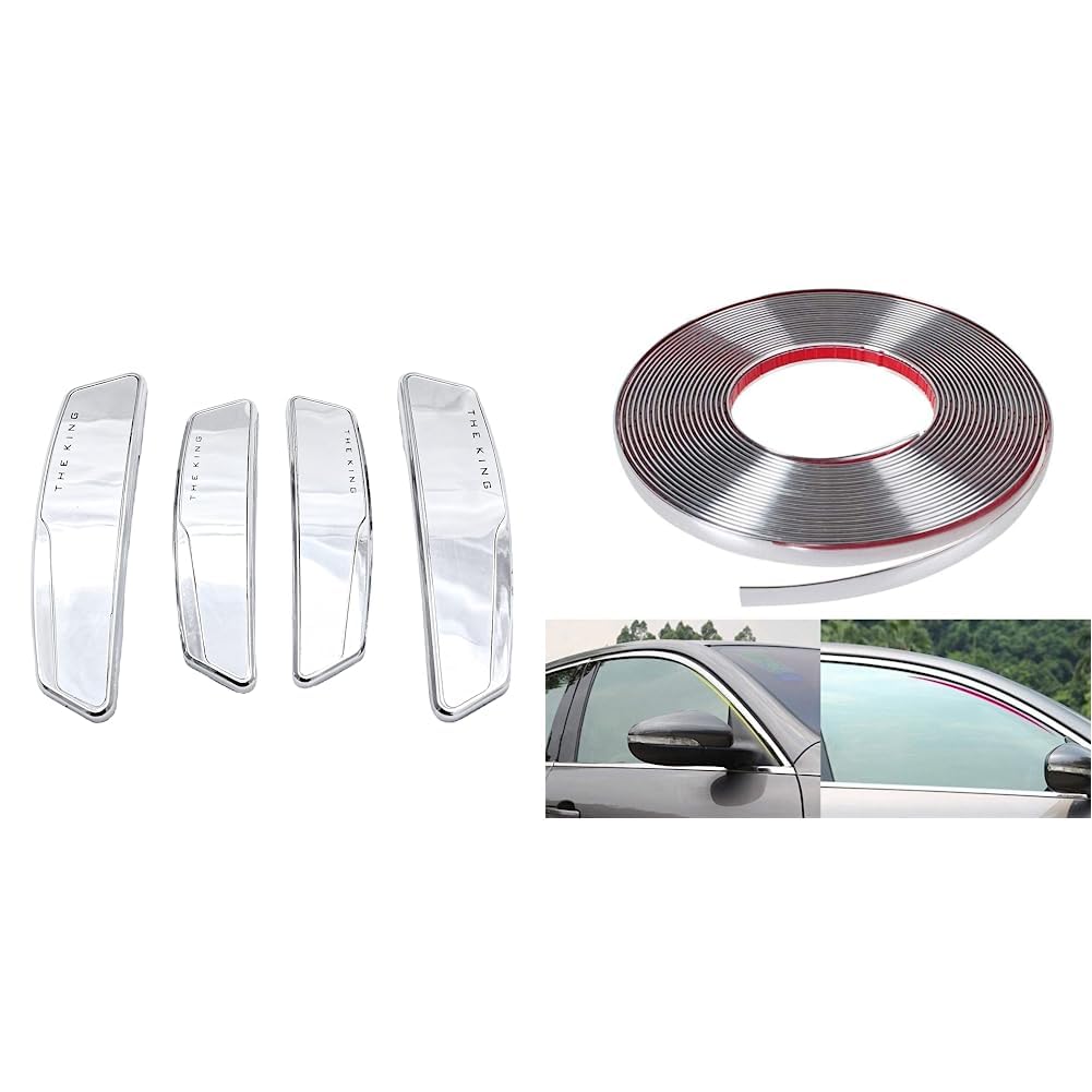 SARTE Car Door Edge Guard Scratch Protector for All Cars (Chrome Finish) & SARTE LOWRENCE 10 mm Side Window Chrome Beading Roll for Maruti Suzuki Swift Dzire Model, 5 m