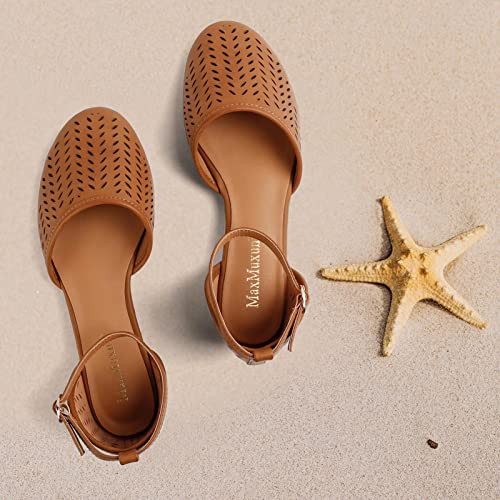 MaxMuxun Closed Toe Flat Sandals for Women Brown 10 by MaxMuxun - Used condition - Image 3