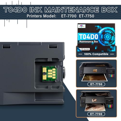 t04d0 maintenance box compatible replacement for epson ecotank et-7700 et-7750 et7700 et7750 7700 7750 printers compatible replacement for epson ink maintenance box t04d004d0 2 packs
