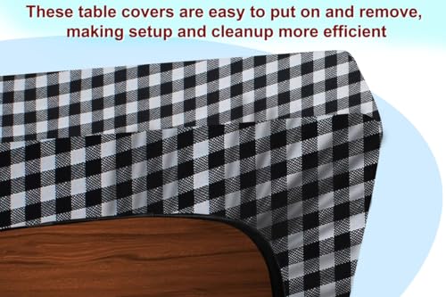 Image of The Furnishing Tree Elastic Rectangular Center Tpoy Table Cover WxL 24x60 in Inches Polyester Checkered Pattern White