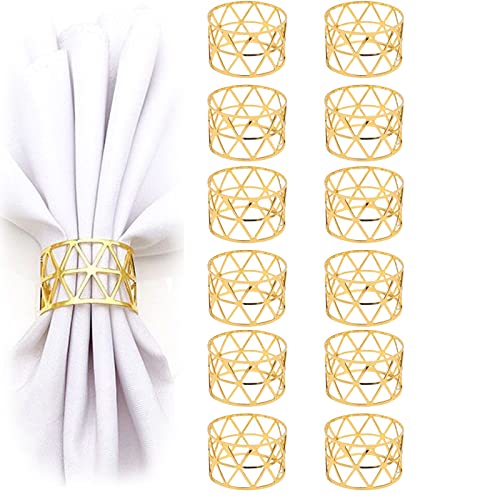 12 Pezzi Anelli Portatovaglioli Oro, Anelli di Tovagliolo di Metallo Dorato, Anelli per Tovaglioli Fibbie per Portatovaglioli in Oro per Feste Nozze Compleanno Natale Festa Tabella Decorazioni
