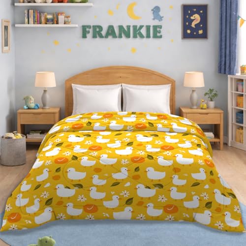Image of MORADO Glace Cotton AC Comforter /Blanket /Quilt for Double Bed | Ultra Soft & Lightweight | All Season Reversible Comforter | Cozy Bedding for Home & Hotel | Size 90x100 Inches,Yellow & Duck,Double