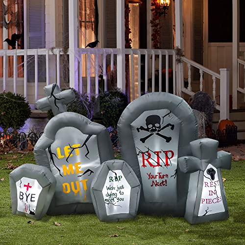 RETRO JUMP 6.6 Ft Halloween Inflatables Tombstone Combo Blow up