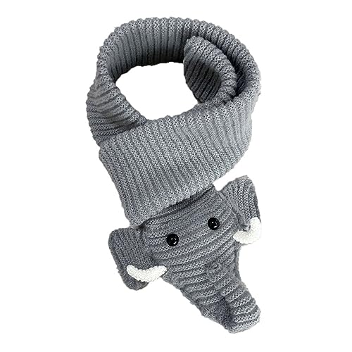 Winter Unisex Cartoon Elephant Knitted Scarf Children Soft Thicken Warm And Windproof Collar Scarf Outdoor Warmth Kids