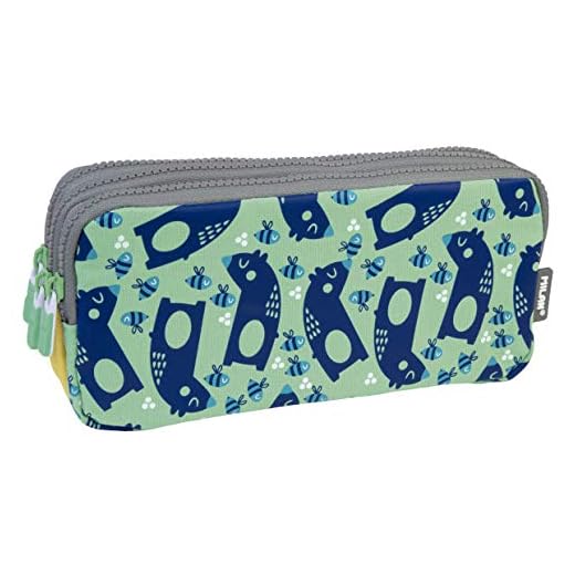 MILAN Portatodo 3 Cremalleras Net&Lit Verde Estuches, 22 cm, Verde