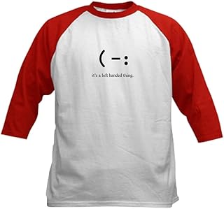 CafePress Left Handed Kids Baseball Jersey Kids Cotton Baseball Jersey, 3/4 Raglan Sleeve Shirt Red/White