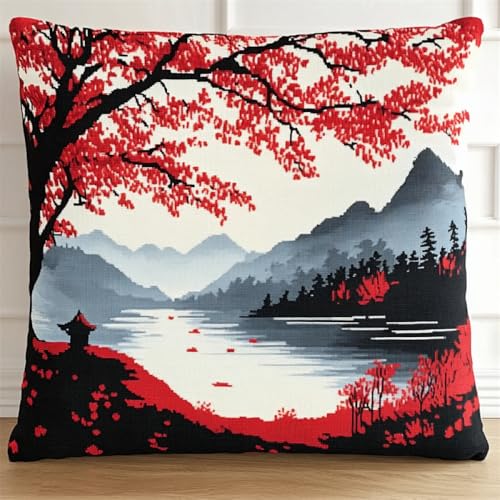 Kit crochet debutant fleurs et montagnes pour coussin fait main