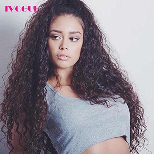 Water Wave Human Hair Lace Front Wig Virgin Mongolian Hair Glueless Front Lace Human Hair Wigs Free Part with Bleached Knots Baby Hair (18inch)