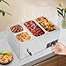 110V Commercial Buffet Food Warmer, Large Capacity 4 Pan Food Warmer Electric Food Soup Warmer Stove Steam Table, Stainless Steel 850W Electric Countertop Steam Table for Fast-Food Restaurants Parties