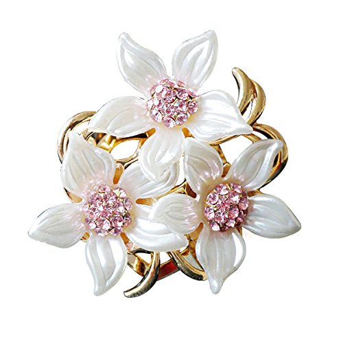 Merdia Brooch Pin for Women and Girls Stylish Flowers Brooch with Created Crystal 17.6g