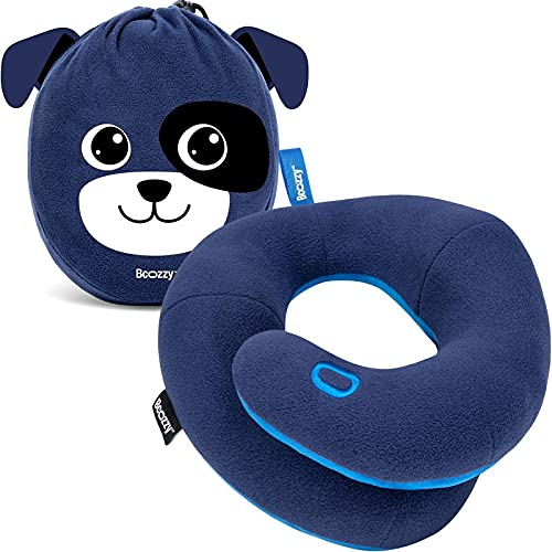 BCOZZY Kids Chin Supporting Travel Pillow for 3-7 Y/O -Stops The Head from Falling Forwardâ Comfortable Road Trip Essential. Soft, Washable, Small Size, Blue Navy, Dog Bag