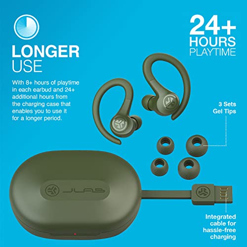 Image of JLab Go Air Sport, Wireless Workout Earbuds Featuring C3 Clear Calling, Secure Earhook Sport Design, 32+ Hour Bluetooth Playtime, and 3 EQ Sound Settings (Green)