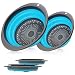 2 Collapsible Set - Collapsible Colander, Learja Upgrade Food-Grade Silicone kitchen Strainer Space-Saver Folding Strainer Colander, Sizes 8 inches - 2 Quart, and 10 inches - 4 quart. (Blue)