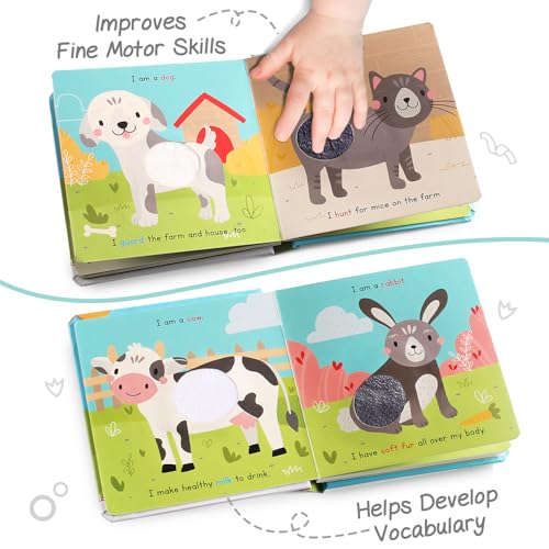 Image of Intellibaby Premium Touch N' Feel Farm Animals Story Board Book for Kids, Sensory Learning With Soft Texture & Vibrant Images, Tactile Skill ... for 2+ Years Boys & Girls, Birthday Gift