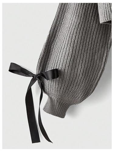 Verdusa Women's Bow Tie Cropped Cardigan Knot Long Sleeve Knit Cute Cream Cardigan Sweaters Trendy4