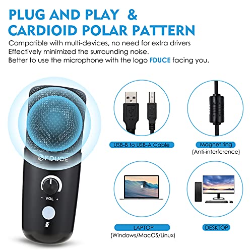 Fduce Usb Streaming Microphone Kit, Professional 192Khz/24Bit Studio Mic With Arm Stand Advanced Chipset, Pc Microphone For Singing, Gaming, Podcast, Zoom, Online-Teaching, Youtube, X9 #TOP1