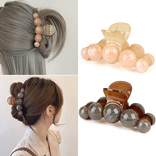 Naiseir Pearl Hair Claw Clips Large Claw Clip For Women And Girls Pearl Non Slip Hair Clip Jaw Clips Clamp Styling Accessories Gift Hair Accessories For Women Girls. (Coffee Color Clip Set) #TOP1