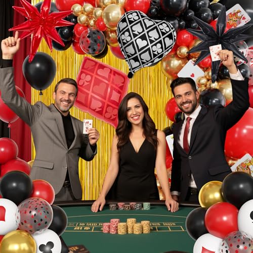 Image of Ouddy Life 103Pcs Casino Night Vegas Themed Birthday Party Decorations