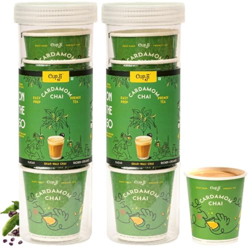 Image of Cup-Ji Cardamom Chai Premix Cups | Instant Tea | 14 Cups | Each Cup 210 ml | Kadak Ghar-Wali | No Added Sugar | Desi Chai | On the Go | Easy Prep | For Office and Travel
