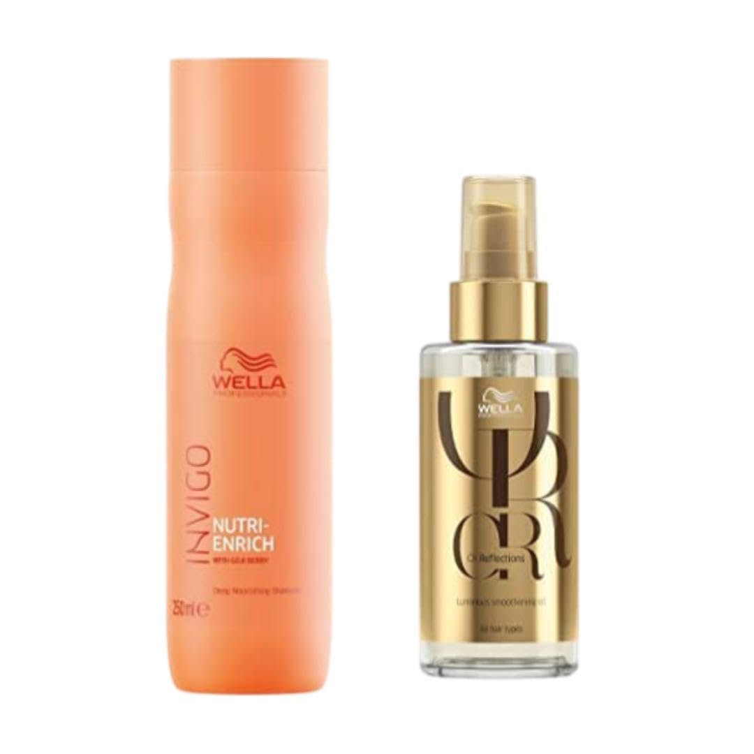 Wella Professionals Invigo Nutri Enrich Deep Nourishing Shampoo (For Dry and Damaged Hair), 250 ml & Wella Professionals Luminous Oil Reflections Smoothing Oil 30ml-image-27