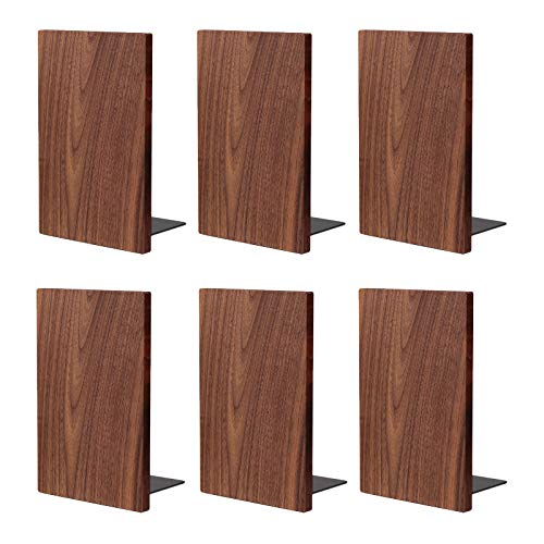 Muso Wood 本立て 木製ほんたて ブックエンド ブックスタンド 18x12x10.8cm (ウォールナット 3ペア)の商品画像（Amazon）