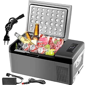 mini frigorifero portatile per auto e camping grigio e nero